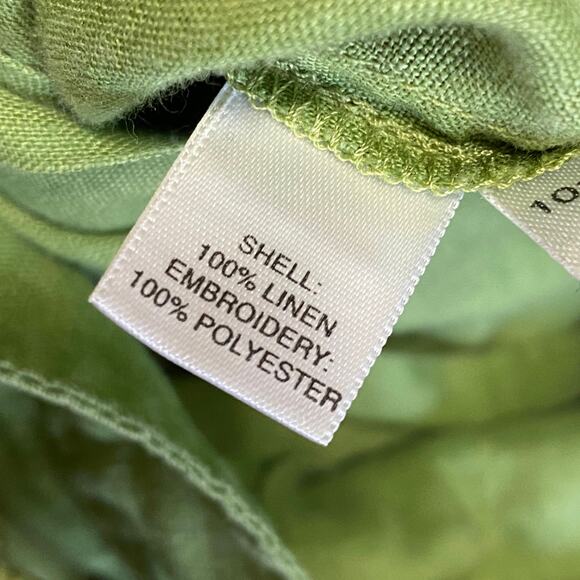 Ann Taylor Green White Floral Embroidered Linen Skirt Women's Size 0 Petite 0P - Picture 8 of 9